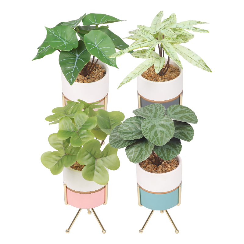 Artifi potted plant w pot,set of 4,indoor/outdoor leaves，3.15inches